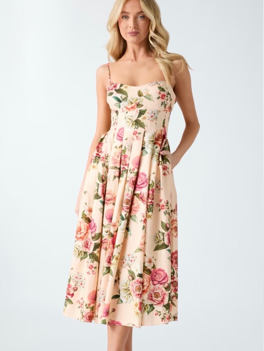 Guess Floral Print Midi Dress